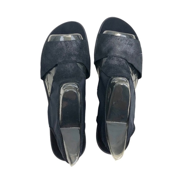 Sesto Meucci Womens Black Open Toe Suede Leather Sandals Metallic Mesh Sz 10.5 - Picture 3 of 8